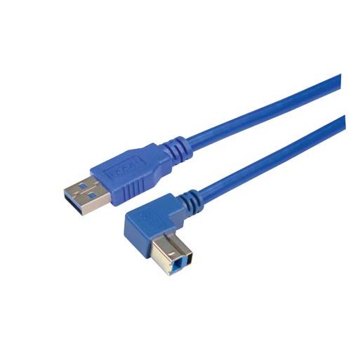 Picture of USB 3.0 Right Angle Cable Assembly - Down Angle B - Straight A Connectors 0.3 Meters
