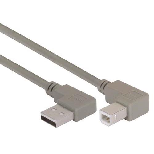 Picture of Right Angle USB Cable, Left Angle A Male/Right Angle B Male, 0.5m