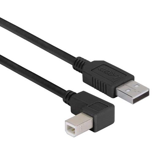 Picture of Right Angle USB Cable, Straight A Male / Right Angle B Male Black, 5.0m