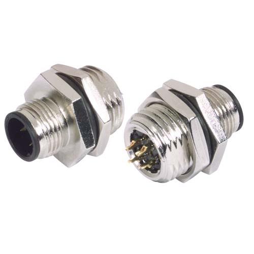 Picture of M12 4 Position D Code Male Panel Mount Receptacle, Rear Mounting and Solder Style