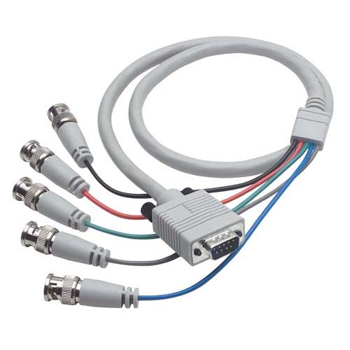 Picture of VGA Breakout Cable, DB9 Male / 5 BNC Male, 3.0 ft