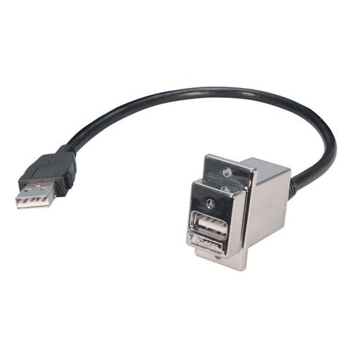 Picture of USB Type A Coupler, Female Bulkhead/Latching Male, 12 in.