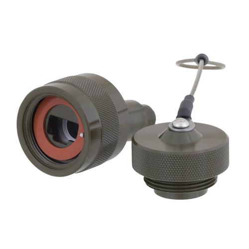 Picture of Cat6, Ruggedized RJ45 Plug, Zinc-Nickel finish, for cable OD .190-.270" w/ Dust Cap