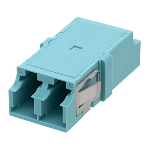 Picture of LC Internal Shutter Coupler, Duplex, No Flange, Aqua