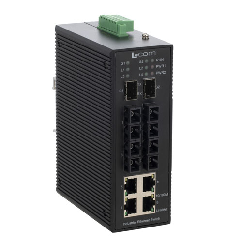 Picture of IES 10 Port Industrial Switch 4x RJ45 10/100TX 4x Duplex SC 100FX Multimode 2km 2x SFP 1000FX