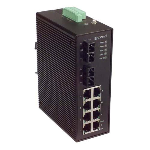 Picture of IES-Series 10 Port Industrial Ethernet Switch 8x RJ45 10/100TX 2x Duplex SC 100FX Single mode 40km