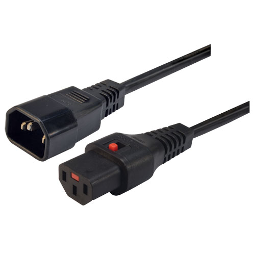 Picture of L-com Locking C13 to C14 Universal AC Extension Cable 6 Feet (1.83m)