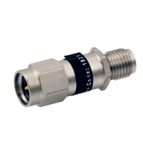Picture of 2W/20 dB RF Fixed Attenuator, SMA Male to SMA Female Stainless Steel Body Up to 3 GHz