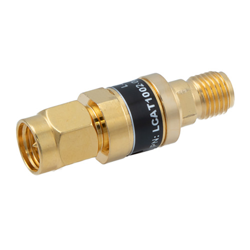Picture of 2W/8 dB RF Fixed Attenuator, SMA Male to SMA Female Brass Gold Body Up to 3 GHz