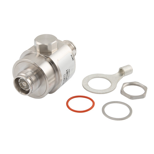 Picture of 4.3-10 F/F Bulkhead Coaxial RF Surge Protector, 698MHz - 2.7GHz, DC Pass, Low PIM -173dBc