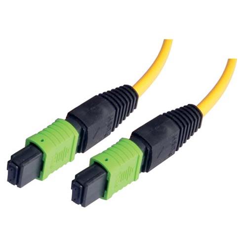 Picture of MPO w/o pins to MPO w/o pins, 6 Fiber Ribbon, 9/125 Singlemode, OFNR Jacket, Yellow, 25.0m