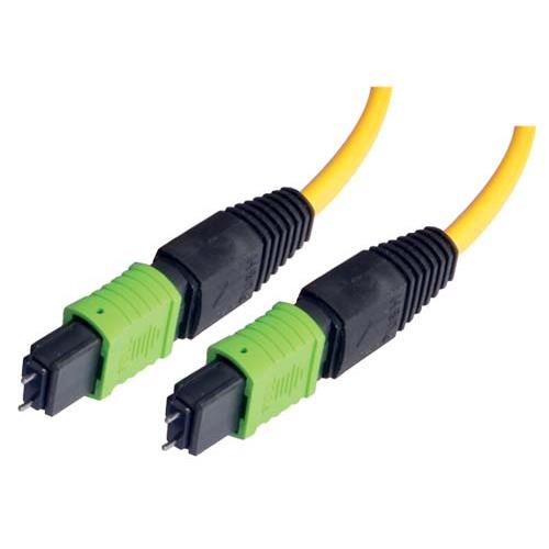 Picture of MPO w/ pins to MPO w/ pins, 12 Fiber Ribbon, 9/125 Singlemode, OFNR Jacket, Yellow, 50.0m