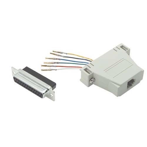 Picture of Modular Adapter, DB25 Female / RJ12 (6x6) Jack Slotted Screws