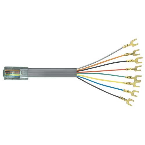 Picture of Flat Modular Cable, RJ45 (8x8) / Spade Lug, 2.0 ft