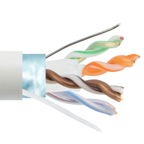 Picture of Category 6a 10gig Ethernet Bulk Cable, Shielded F/UTP, 23AWG Solid 4-Pair, CMP Plenum Jacket, White, 500FT