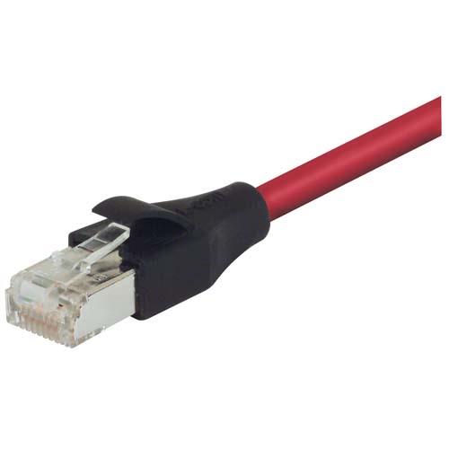 Picture of Double Shielded LSZH 26 AWG Stranded Cat 6 RJ45/RJ45 Patch Cord, Red, 15.0 Ft