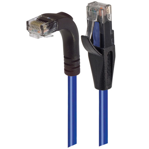 Picture of Category 6 Right Angle RJ45 Ethernet Patch Cord - Straight to RA (Down) - Blue, 1.0Ft