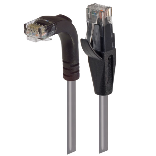 Picture of Category 6 Right Angle RJ45 Ethernet Patch Cords - Straight to RA (Down) - Gray, 3.0Ft