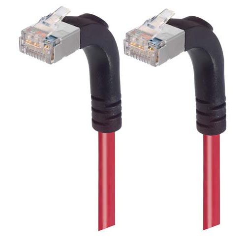 Picture of Shielded Category 6 Right Angle Patch Cable, Right Angle Up/Right Angle Up, Red, 5.0 ft