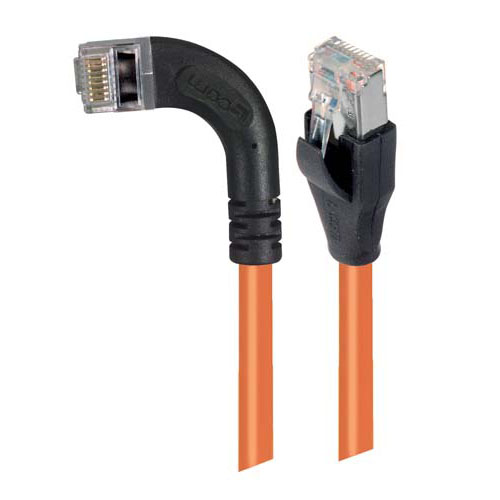 Picture of Category 5E Shielded Right Angle Patch Cable, Right Angle Left/Straight, Orange 1.0 ft