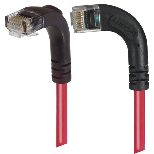Picture of Category 5E LSZH Right Angle Patch Cable, Right Angle Left/Right Angle Down, Red, 1.0 ft