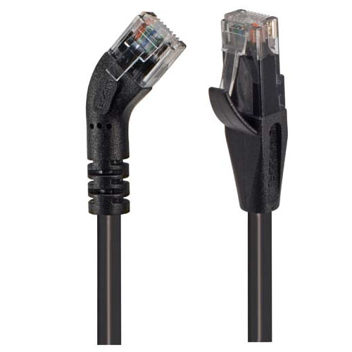 Picture of Category 5E 45° Patch Cable, Straight/Left 45° Angle, Black 5.0 ft