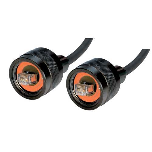 Picture of IP68 Ruggedized Cat5e Cable, RJ45, Plug to Plug, ANOD Finish w/ FR-TPE Cable & Dust Caps, 5.0m