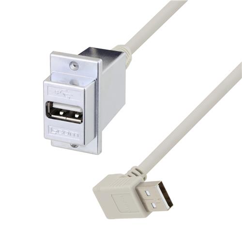 Picture of USB A Female Panel Mount to Type A Male 90 Degree Up 120"