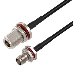 Picture of N Female Bulkhead to TNC Female Bulkhead Cable Assembly using RG58 Coax, 4 FT