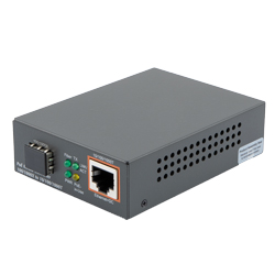 Picture of Gigabit PoE Ethernet Media Converter, Triple Speed, RJ45 10/100/1000TX PoE+ 802.3at/af 30W and 1x SFP/GBIC 1000SX/LX Slot