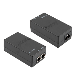 Picture of PoE Midspan Injector,  1 Port Power Over Ethernet, 10 Gbps, CAT 6a or 7, 802.3af Certified, 56 Volts at 16 Watts Power Supply