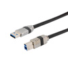 Picture of Ruggedized USB 3.0 Cable Assembly, A Male to B Male with Die Cast Shells and Optional Vision Thumbscrews, 28/26/22AWG, PVC, BLK, 1.0M