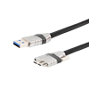 Picture of Ruggedized USB 3.0 Cable Assembly, A Male to Micro B Male with Die Cast Shells and Optional Vision Thumbscrews, 28/26/22AWG, PVC, BLK, 1.0M