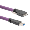 Picture of High Flex USB 3.0 Cable Assembly, A Male to Micro B Male w/ Machine Vision Thumbscrews, 28/26/22AWG, High Flex Rated TPE, Violet, 1.0M