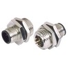 Picture of M12 4 Position D Code Male Panel Mount Receptacle, Rear Mounting and Solder Style