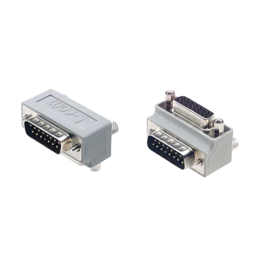 Picture of Low Profile Right Angle Adapter, DB15 Male / Female, Cable Exit 1