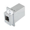 Picture of USB 3.0 High Retention Adapter Coupler Panel Mount ECF Flange Style Type 3, B Type Female to A Type Female,  Shielded ABS, Silver