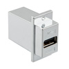 Picture of USB 3.0 High Retention Adapter Coupler Panel Mount ECF Flange Style Type 3, A Type Female to A Type Female,  Shielded ABS, Silver