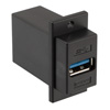 Picture of USB 3.0 Adapter Coupler Panel Mount ECF Flange Style Type 3, A Type Female to A Type Female, ABS Housing, Black