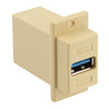 Picture of USB 3.0 Adapter Coupler Panel Mount ECF Flange Style Type 3, A Type Female to A Type Female, ABS Housing, Ivory