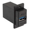 Picture of USB 3.0 Adapter Coupler Panel Mount ECF Flange Style Type 3, A Type Female to B Type Female, ABS Housing, Black