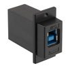 Picture of USB 3.0 Adapter Coupler Panel Mount ECF Flange Style Type 3, B Type Female to A Type Female, ABS Housing, Black