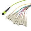 Picture of MPO w/ pins to SC Fan-out, 12 fiber round,OM5 50/125um Multimode, LSZH Jacket, Lime Green, 1 meter