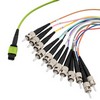 Picture of MPO w/ pins to ST Fan-out, 12 fiber round,OM5 50/125um Multimode, LSZH Jacket, Lime Green, 1 meter