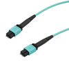 Picture of MPO w/ pins to MPO w/ pins, 8 fiber,Type B,OM3 50/125um Multimode, LSZH Jacket, Aqua, 10 meter