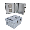 Picture of 14x12x06 Polycarbonate Weatherproof NEMA 3R Enclosure,Modified Base DIN Rail Mount Vented Dark Gray