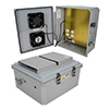 Picture of 14x12x06 Polycarb Weatherproof NEMA 3R Encl, 120VAC Mnt Plate Solid State Pwr Svr Cntrl Fans Drk Gry