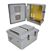 Picture of 14x12x06 Polycarbonate Weatherproof NEMA 3R Enclosure, 120VAC Mount Plate Vented Lid Dark Gray