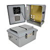 Picture of 14x12x06 Polycarb Weatherproof NEMA 3R Encl 120VAC Mnt Plt Mech Therm Heat & 85F Turn on Fan Drk Gry