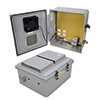 Picture of 14x12x06 Polycarb Weatherproof NEMA 3R Encl, 120VAC Mnt Plt User Adjustable Therm Heat & Fan Drk Gry
